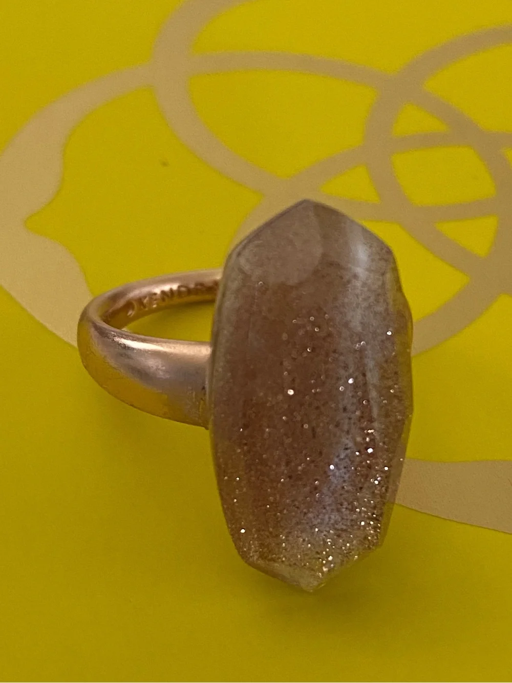 Kendra Scott Dani Cocktail Ring Rose Gold Large Pink Drusy Oval Stone NEW Sz: 7